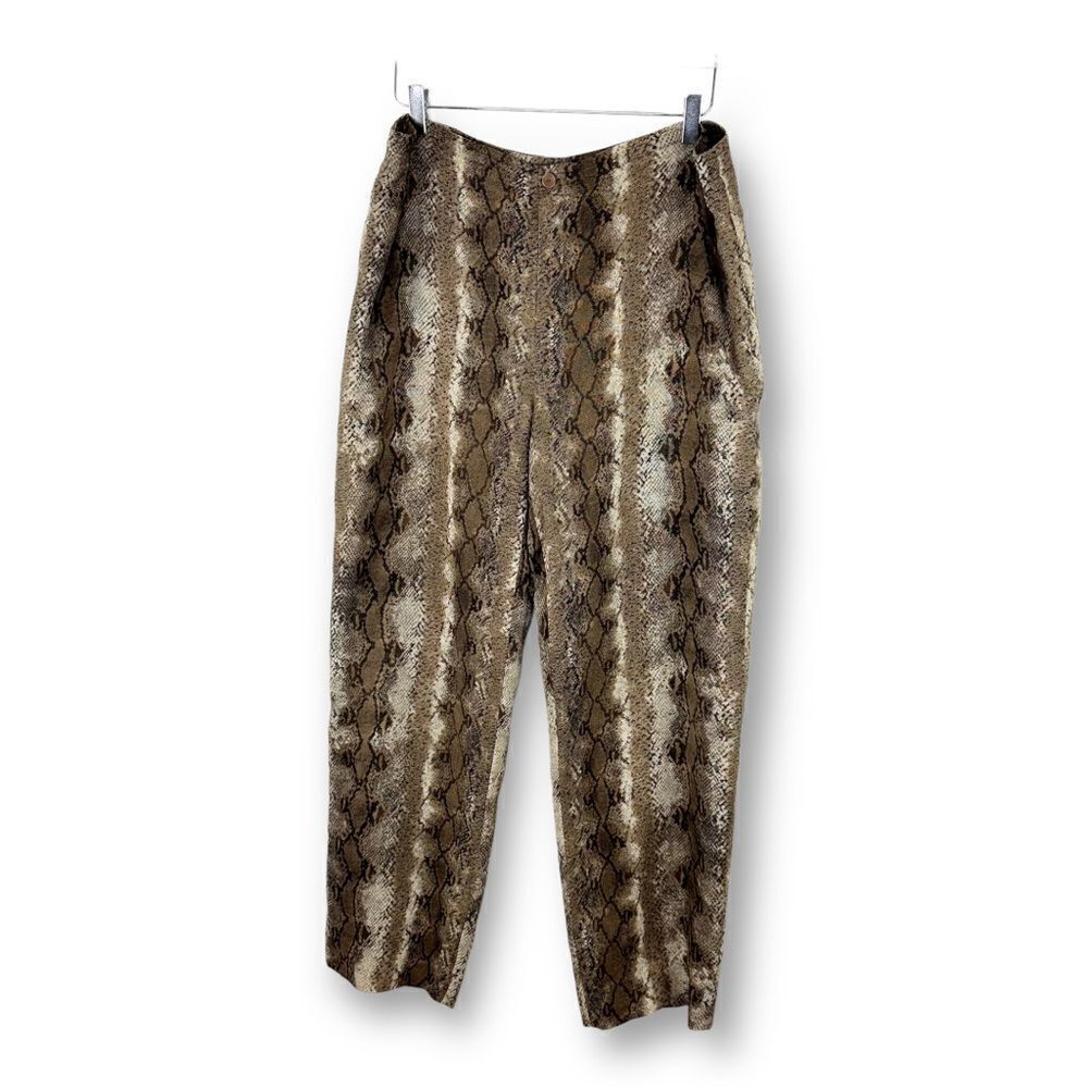 Dana Buchman Snakeskin Print Wool Silk Flat Front Wide Leg Pants Sz 16